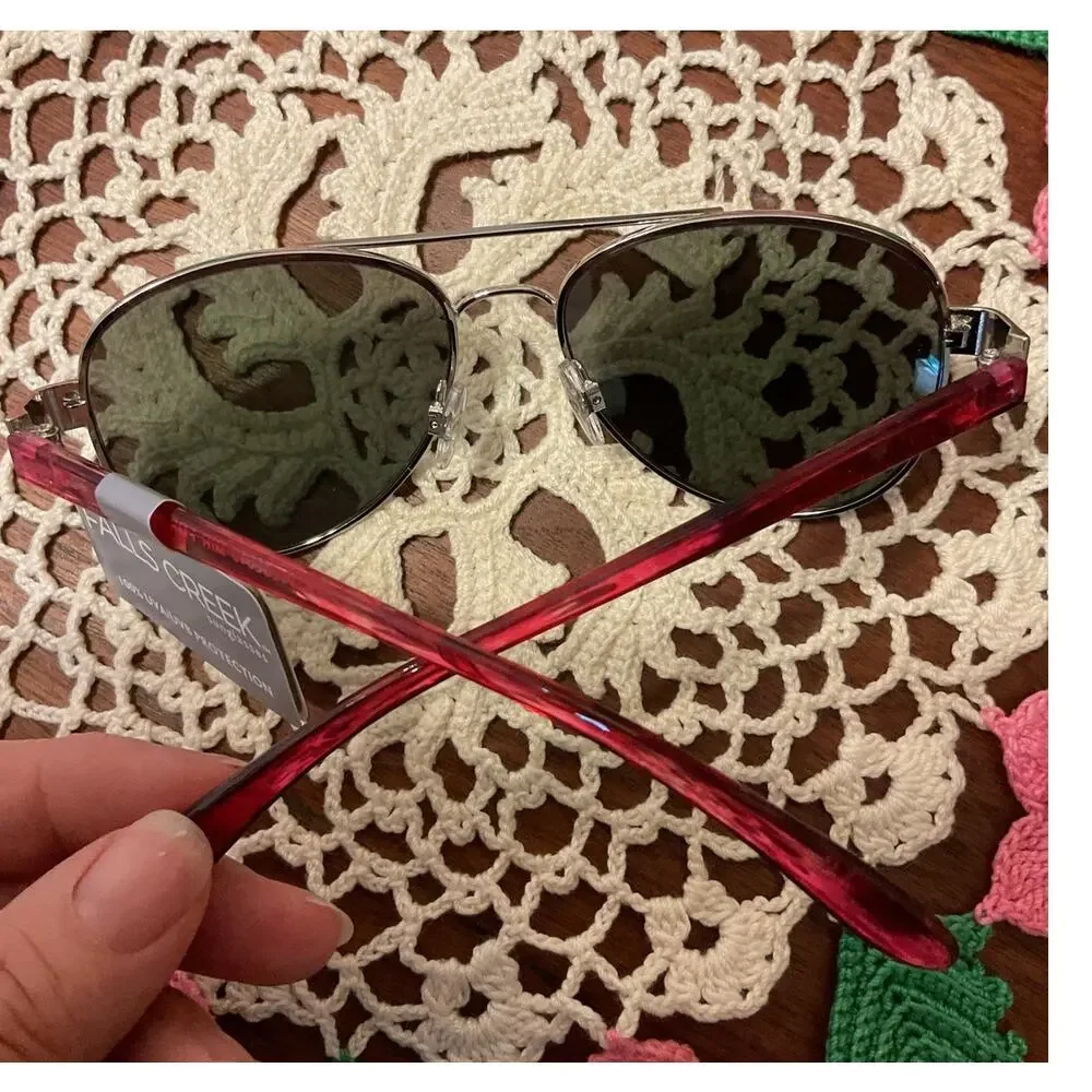 NWT Aviator Reflective Metal Frame Sunglasses with Pink Ear Pieces